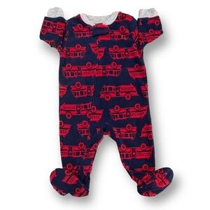 CARTER'S Firetruck One Piece Fleece Sleeper Pajamas Size 6M New Condition